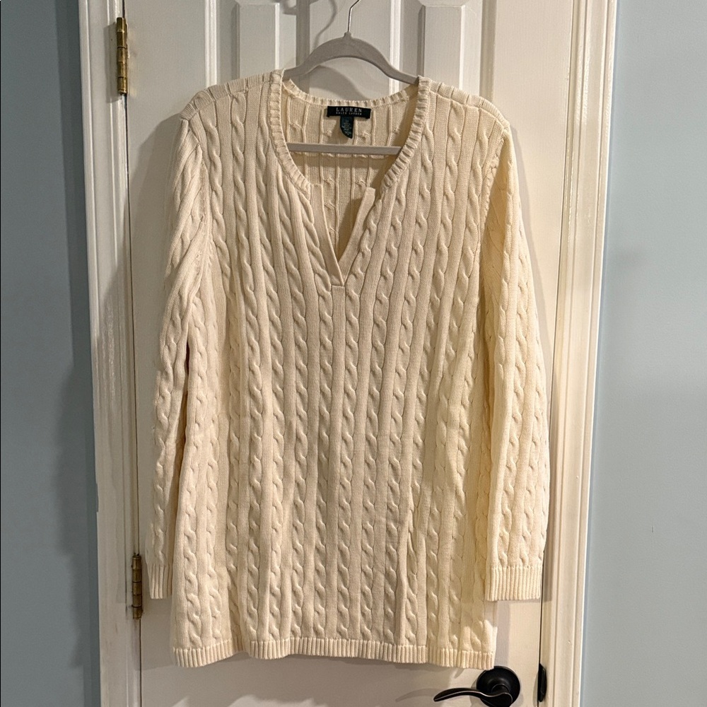 Lauren Ralph Lauren V-Neck tunic Sweater - Ivory